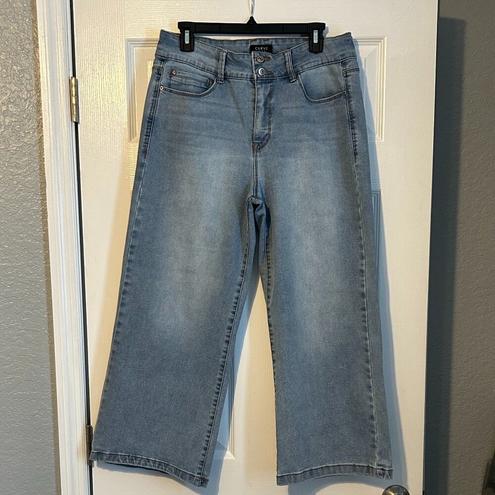 Curve Appeal, Cropped, Wide-Leg Jeans, Size 10